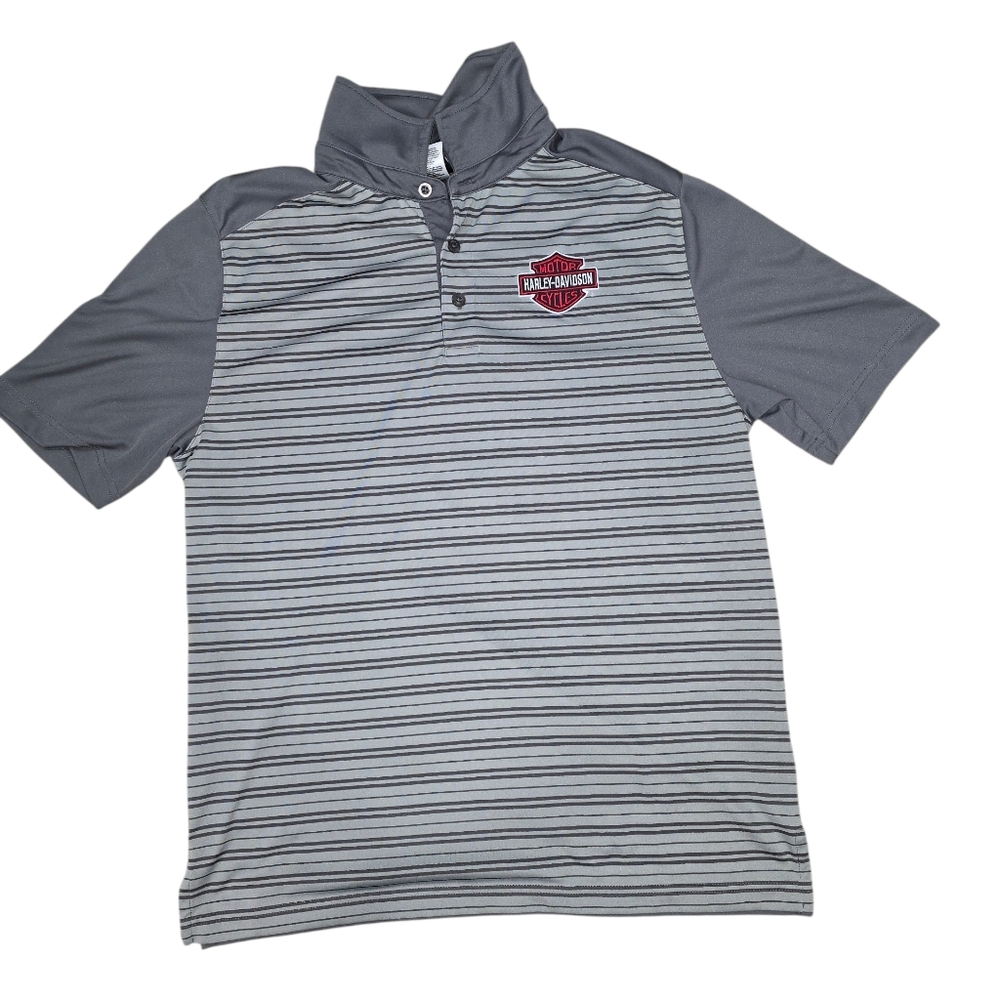 Harley-Davidson Charcoal and White Striped Polo